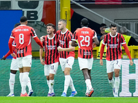 Christian Pulisic of AC Milan celebrates after scoring first goal during the UEFA Champions League 2024/25 League Phase MD1 match between AC...