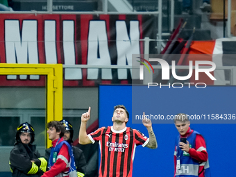 Christian Pulisic of AC Milan celebrates after scoring first goal during the UEFA Champions League 2024/25 League Phase MD1 match between AC...