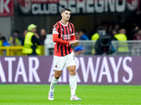 Alvaro Morata of AC Milan gestures during the UEFA Champions League 2024/25 League Phase MD1 match between AC Milan and Liverpool FC at Stad...