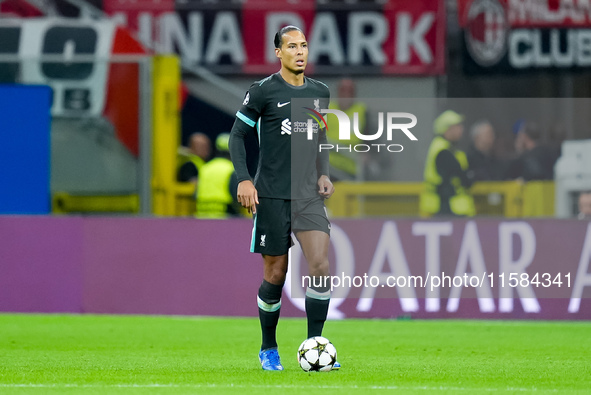 Virgil van Dijk of Liverpool FC during the UEFA Champions League 2024/25 League Phase MD1 match between AC Milan and Liverpool FC at Stadio...