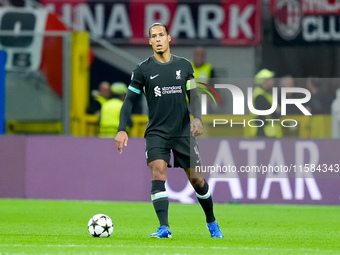 Virgil van Dijk of Liverpool FC during the UEFA Champions League 2024/25 League Phase MD1 match between AC Milan and Liverpool FC at Stadio...