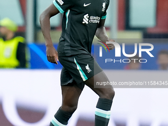 Ibrahima Konate' of Liverpool FC during the UEFA Champions League 2024/25 League Phase MD1 match between AC Milan and Liverpool FC at Stadio...