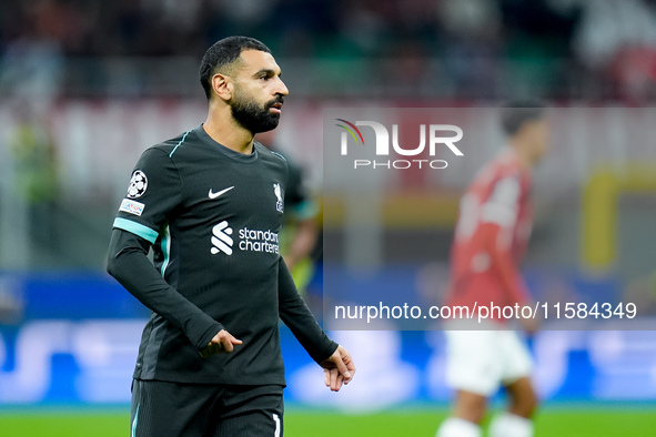 Mohamed Salah of Liverpool FC looks on during the UEFA Champions League 2024/25 League Phase MD1 match between AC Milan and Liverpool FC at...