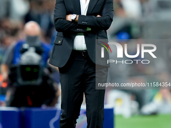 Paulo Fonseca head coach of AC Milan looks on during the UEFA Champions League 2024/25 League Phase MD1 match between AC Milan and Liverpool...