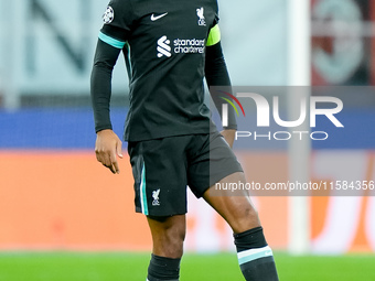 Virgil van Dijk of Liverpool FC during the UEFA Champions League 2024/25 League Phase MD1 match between AC Milan and Liverpool FC at Stadio...