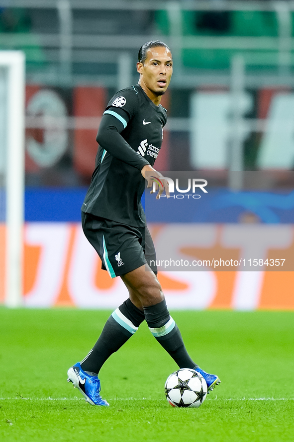 Virgil van Dijk of Liverpool FC during the UEFA Champions League 2024/25 League Phase MD1 match between AC Milan and Liverpool FC at Stadio...