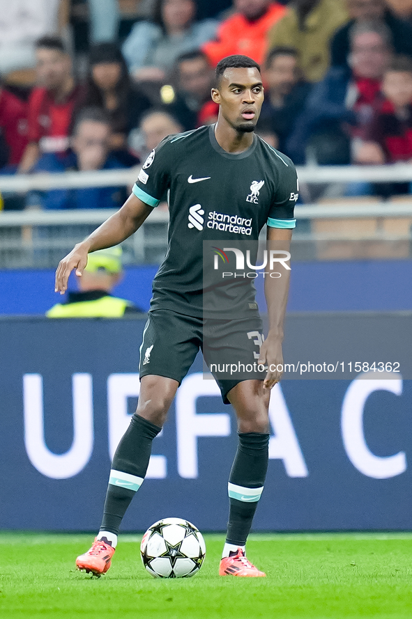 Ryan Gravenberch of Liverpool FC during the UEFA Champions League 2024/25 League Phase MD1 match between AC Milan and Liverpool FC at Stadio...