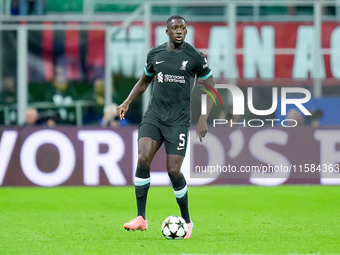 Ibrahima Konate' of Liverpool FC during the UEFA Champions League 2024/25 League Phase MD1 match between AC Milan and Liverpool FC at Stadio...