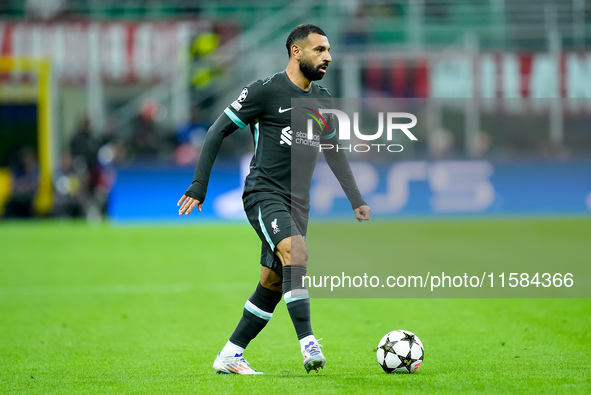 Mohamed Salah of Liverpool FC during the UEFA Champions League 2024/25 League Phase MD1 match between AC Milan and Liverpool FC at Stadio Sa...