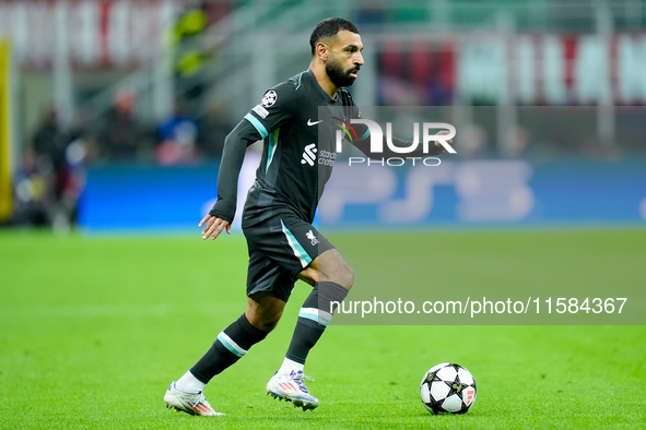 Mohamed Salah of Liverpool FC during the UEFA Champions League 2024/25 League Phase MD1 match between AC Milan and Liverpool FC at Stadio Sa...