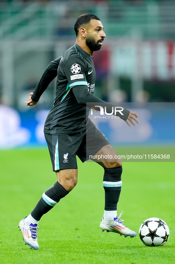 Mohamed Salah of Liverpool FC during the UEFA Champions League 2024/25 League Phase MD1 match between AC Milan and Liverpool FC at Stadio Sa...