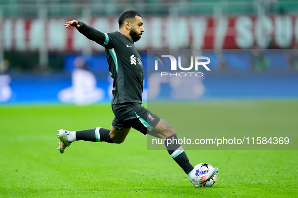 Mohamed Salah of Liverpool FC during the UEFA Champions League 2024/25 League Phase MD1 match between AC Milan and Liverpool FC at Stadio Sa...