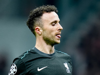 Diogo Jota of Liverpool FC reacts during the UEFA Champions League 2024/25 League Phase MD1 match between AC Milan and Liverpool FC at Stadi...