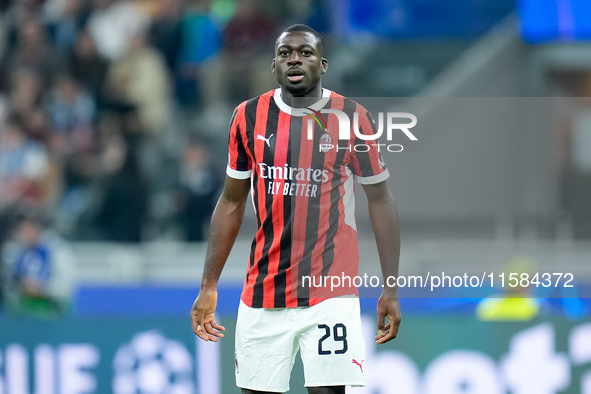 Youssouf Fofana of AC Milan during the UEFA Champions League 2024/25 League Phase MD1 match between AC Milan and Liverpool FC at Stadio San...