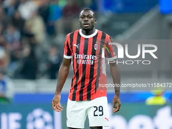 Youssouf Fofana of AC Milan during the UEFA Champions League 2024/25 League Phase MD1 match between AC Milan and Liverpool FC at Stadio San...