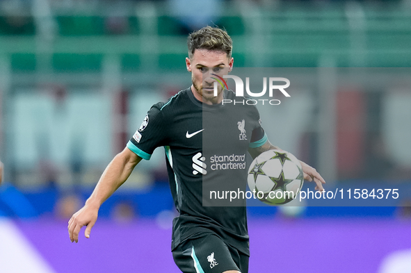 Alexis Mac Allister of Liverpool FC during the UEFA Champions League 2024/25 League Phase MD1 match between AC Milan and Liverpool FC at Sta...