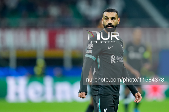 Mohamed Salah of Liverpool FC looks on during the UEFA Champions League 2024/25 League Phase MD1 match between AC Milan and Liverpool FC at...