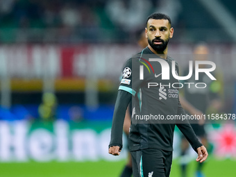 Mohamed Salah of Liverpool FC looks on during the UEFA Champions League 2024/25 League Phase MD1 match between AC Milan and Liverpool FC at...