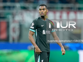 Ryan Gravenberch of Liverpool FC looks on during the UEFA Champions League 2024/25 League Phase MD1 match between AC Milan and Liverpool FC...