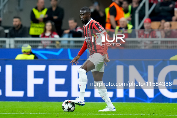 Fikayo Tomori of AC Milan during the UEFA Champions League 2024/25 League Phase MD1 match between AC Milan and Liverpool FC at Stadio San Si...