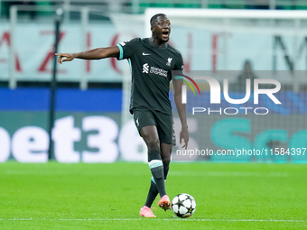 Ibrahima Konate' of Liverpool FC during the UEFA Champions League 2024/25 League Phase MD1 match between AC Milan and Liverpool FC at Stadio...