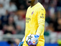 Mike Maignan of AC Milan looks on during the UEFA Champions League 2024/25 League Phase MD1 match between AC Milan and Liverpool FC at Stadi...