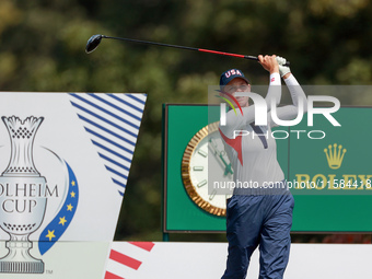 GAINESVILLE, VIRGINIA - SEPTEMBER 15: Sarah Schmelzel of the United States hits from the 12th tee during the final round of the Solheim Cup...