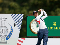 GAINESVILLE, VIRGINIA - SEPTEMBER 15: Sarah Schmelzel of the United States hits from the 12th tee during the final round of the Solheim Cup...