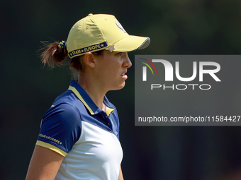 GAINESVILLE, VIRGINIA - SEPTEMBER 15: Albane Valenzuela of Team Europe walks on the 12th fairway during the final round of the Solheim Cup a...