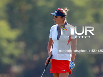 GAINESVILLE, VIRGINIA - SEPTEMBER 15: Lexi Thompson of the United States walks on the 12th fairway during the final round of the Solheim Cup...