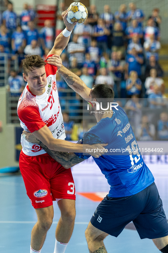 Stanislav Kasparek, Leon Susnja  during the match EHF Champions League Men match between  Orlen Wisla Plock and Dinamo Bucuresti in Plock, P...