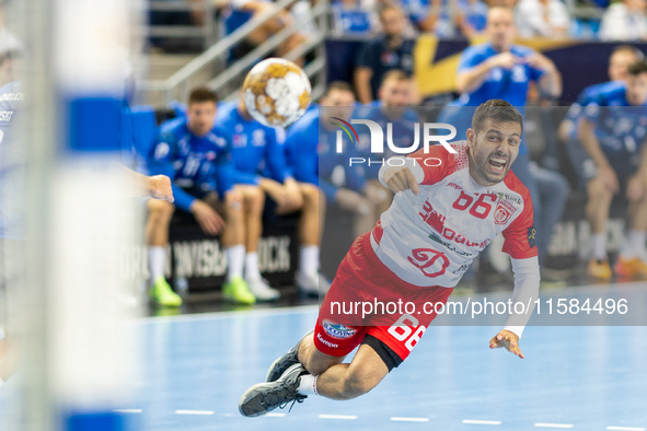 Yoav Lumbroso  during the match EHF Champions League Men match between  Orlen Wisla Plock and Dinamo Bucuresti in Plock, Poland on September...