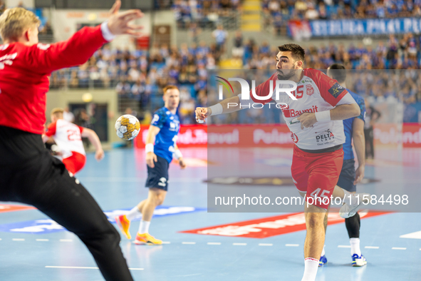 Miklos Rosta  during the match EHF Champions League Men match between  Orlen Wisla Plock and Dinamo Bucuresti in Plock, Poland on September...