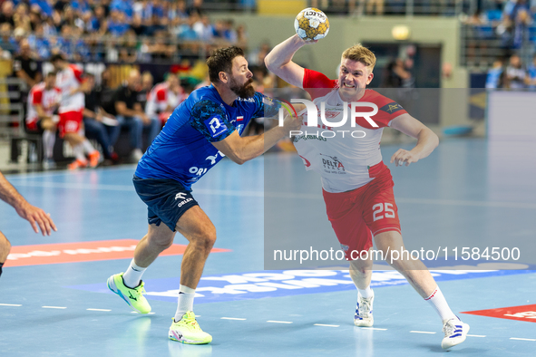 Mirsad Terzic, Haukur Thrastarson  during the match EHF Champions League Men match between  Orlen Wisla Plock and Dinamo Bucuresti in Plock,...