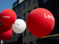 Lenovo balloons are seen on the opening day of Deutsche Telekom's digital X event at Media Park in Cologne, Germany, on September 18, 2024....