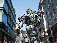 A giant robot is seen on the opening day of Deutsche Telekom's Digital X event at Media Park in Cologne, Germany, on September 18, 2024. (