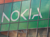 A Nokia sign is seen on the opening day of Deutsche Telekom's digital X event at Media Park in Cologne, Germany, on September 18, 2024. (