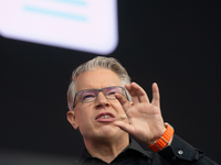 Frank Thelen, German entrepreneur, speaks on the stage at Media Park on the opening day of Deutsche Telekom's Digital X event in Cologne, Ge...