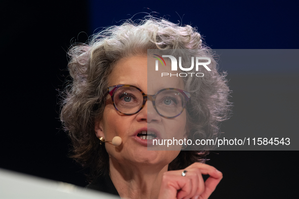 Claudia Nemat, Chief Technology and Innovation Officer of Deutsche Telekom, speaks on the opening day of Deutsche Telekom's digital X event...