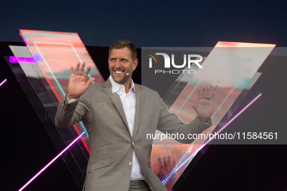 Dirk Nowitzki, a basketball player, is seen on the opening day of Deutsche Telekom's digital X event at Media Park in Cologne, Germany, on S...