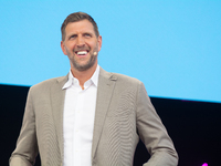 Dirk Nowitzki, a basketball player, is seen on the opening day of Deutsche Telekom's Digital X event at Media Park in Cologne, Germany, on S...