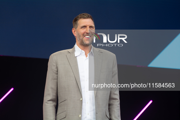 Dirk Nowitzki, a basketball player, is seen on the opening day of Deutsche Telekom's Digital X event at Media Park in Cologne, Germany, on S...