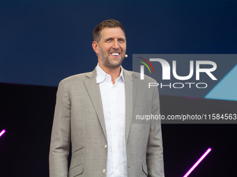 Dirk Nowitzki, a basketball player, is seen on the opening day of Deutsche Telekom's Digital X event at Media Park in Cologne, Germany, on S...