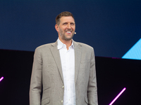 Dirk Nowitzki, a basketball player, is seen on the opening day of Deutsche Telekom's Digital X event at Media Park in Cologne, Germany, on S...