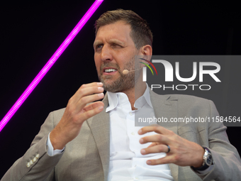 Dirk Nowitzki, a basketball player, is seen on the opening day of Deutsche Telekom's Digital X event at Media Park in Cologne, Germany, on S...