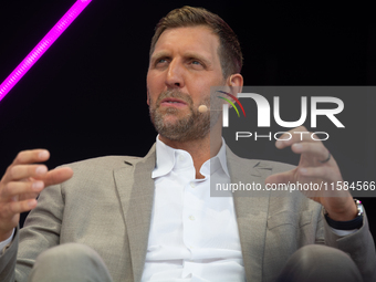 Dirk Nowitzki, a basketball player, is seen on the opening day of Deutsche Telekom's Digital X event at Media Park in Cologne, Germany, on S...