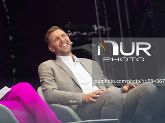 Dirk Nowitzki, a basketball player, is seen on the opening day of Deutsche Telekom's Digital X event at Media Park in Cologne, Germany, on S...