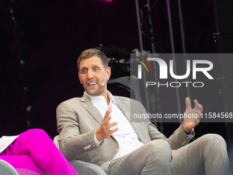 Dirk Nowitzki, a basketball player, is seen on the opening day of Deutsche Telekom's Digital X event at Media Park in Cologne, Germany, on S...