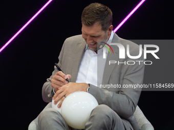 Dirk Nowitzki, a basketball player, is seen on the opening day of Deutsche Telekom's Digital X event at Media Park in Cologne, Germany, on S...