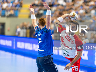 Tomas Piroch, Alex Pascual Garcia  during the match EHF Champions League Men match between  Orlen Wisla Plock and Dinamo Bucuresti in Plock,...